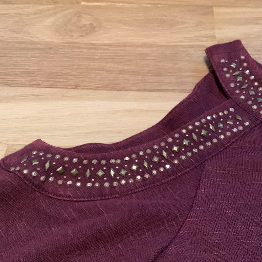 Knox Rose Studded Cold Shoulder Long Sleeve Maroon Blouse Women’s S - Picture 5 of 14